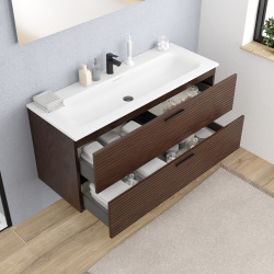 Set complet 120 cm : vasque blanc mat + meuble couleur chêne (CERAMIA-4DW120-V)