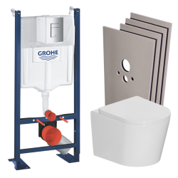 Pack WC bâti-support rapid SL + WC suspendu sans bride Ceramia + abattant SoftClose + plaque chrome (PROCETOR1SB)