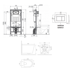  Pack WC bâti-support autoportant + WC suspendu sans bride + abattant SoftClose + plaque blanche (SMRTCETOR270)