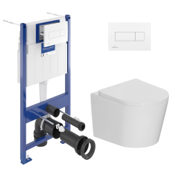 Pack WC bâti-support sol-mur + WC suspendu sans bride + abattant SoftClose + plaque blanche (VCNCETOR2)
