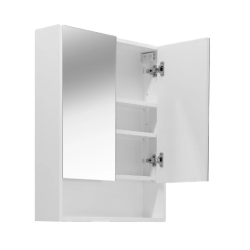 Lucca Armoire de salle de bain assemblée 60x75 cm, stratifié, 4 étagères, miroir blanc (LUCCA60CABW)