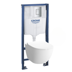 Grohe Pack WC GROHE + VITRA Cuvette SENTO RimEx avec abattant softclose + Plaque de commande Grohe Chrome