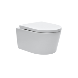 Pack WC bâti-autoportant + WC SAT sans bride fixations invisibles + Abattant softclose + Plaque blanche (SMART-SATrimless-9)