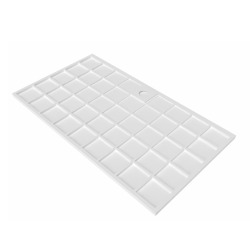 Vision Receveur de douche 140x80cm + Siphon Eslim90. Marbre coulé, blanc (SATSVVI14080B-S)