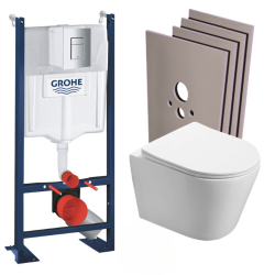 Pack WC Bâti autoportant + WC Swiss Aqua Technologies Infinitio sans bride + Plaque + Set habillage (ProjectInfinitio-1-sabo)