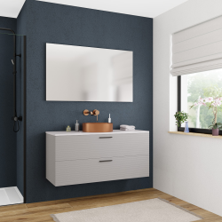 Ceramia Set complet 80 cm : plan vasque blanc mat + meuble assemblé certifié FSC, gris perle (CERAMIA-4LG120-S)