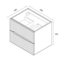  60 cm, meuble de salle de bain assemblé, certifié FSC, blanc cassé (CERAMIA-5OW60)