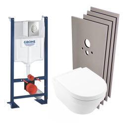Pack WC Bâti autoportant + WC Villeroy & Boch Architectura sans bride + Plaque + Set habillage (ProjectArchitectura2-2-sabo)