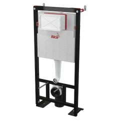 Pack WC Bâti autoportant + WC sans bride Alfa avec fixations invisibles noir mat + Abattant softclose + Plaque Noire mat