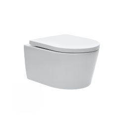 Pack Bâti 85cm + Cuvette sans bride et fixations invisibles avec abattant frein de chute + Plaque chrome (Alca85SatRimless-1)