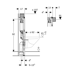 Geberit Duofix Élément pour WC suspendus, H : 98 cm, avec réservoir de chasse encastré Omega (111.030.00.1)