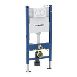 Geberit Delta Pack bâti-support Duofix 112cm + Plaque de commande Delta01, Blanche + Fixations murales (111.154.11.3)