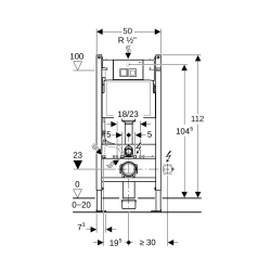  Bâti-support DUOFIXBasic pour toilettes suspendues, avec Plaque de déclenchement Delta chrome (458.141.21.1)