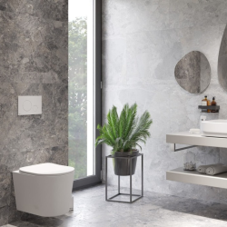 Plaque de commande double touche en plastique, blanc mat/chrome brillant (SATAT76)