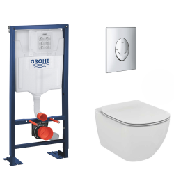 Grohe Rapid SL Bâti Support autoportant, cuvette Ideal Standard Tesi Aquablade avec abattant frein de chute (AutoportantTesi2)