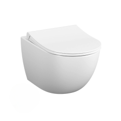 Pack WC Bâti support en verre trempé/aluminium brossé avec plaque intégrée, noir + WC sans bride SAT + Abattant softclose