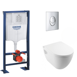 Grohe Rapid SL Bâti Support autoportant, cuvette Serel SM26 sans bride avec abattant frein de chute (AutoportantSM26.2)