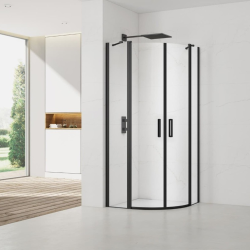 Set Porte de douche 90x196 cm transparente + Profilé pour paroi de douche+ Poignée pour porte de douche (SATFUD90NIKA)