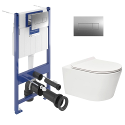 ViConnect Pro S Pack WC bâti-support sol mur Villeroy & Boch + WC Swiss Aqua Technologies sans bride + plaque (VCNBREVIS2CHDE)