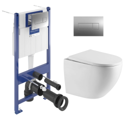 ViConnect Pro S Pack WC bâti Villeroy & Boch + WC sans bride Swiss Aqua Technologies + abattant + plaque (VCNFUSIONTQ2CHDE)