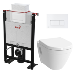 Pack WC Bâti autoportant + WC Vitra S50 + Abattant softclose + Plaque blanche (Alca85S50-4)