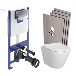 Pack WC bâti Villeroy & Boch + WC sans bride abattant Softclose Vitra + set d'habillage + plaque chrome (VCNINTEGRARS2SBCH)