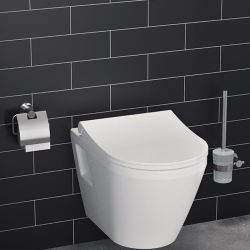 Pack WC bâti support Villeroy & Boch + WC suspendu sans bride abattant Softclose Vitra + plaque chrome (VCNINTEGRA2RS2CHDE)