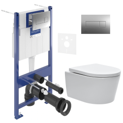 Pack WC bâti Villeroy & Boch + WC sans bride avec abattant Swiss Aqua Technologies + set isolation + plaque (VICONSAT2SET-CHAMZ)