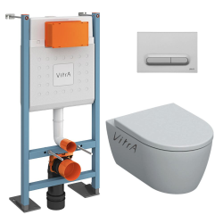 Vitra  Pack WC Bâti-support autoportant V-Fix Core + WC sans bride Geberit iCon+ Abattant SoftClose + Plaque chrome mat (VFTFICON-5)