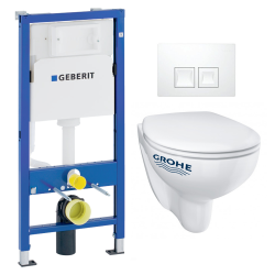 pack bâti-support UP100 + plaque Delta50 + cuvette Bau Ceramic sans bride + abattant softclose (BauGeb1)