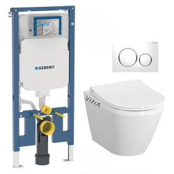 Pack WC Bâti-support UP720 extra-plat + WC sans bride Integra + Abattant frein de chute + Plaque blanche (SLIM-IntegraRimless-B)