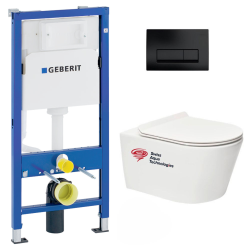 Geberit Pack WC bati-support Geberit + WC sans bride Swiss Aqua Technologies + abattant ultra-fin (BREVISGEB10-SP)