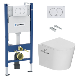 Pack WC bâti-support Duofix 112cm + WC suspendu Tornado Rimless + abattant SoftClose + plaque blanche (CETORGEB3)