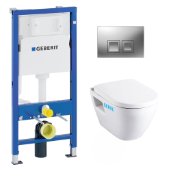 Geberit Pack WC Bati Geberit + cuvette Serel sans brides + plaque chrome (39186rimless-GEB2)