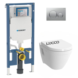 Pack WC Bâti-support UP720 extra-plat + WC sans bride Avva + Abattant frein de chute + Plaque chrome (SLIM-Avva-N)