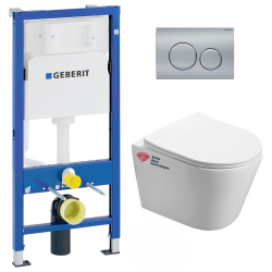 Geberit Pack WC Bati-support Geberit + WC Swiss Aqua Technologies Infinitio sans bride + plaque Delta20 chrome mat (InfinitioGeb9)