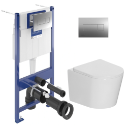 Pack WC bâti Villeroy & Boch + WC sans bride abattant Softclose Ceramia + plaque chrome (VCNCETOR2CH)