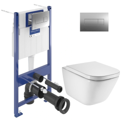 Pack WC bâti Villeroy & Boch + WC sans bride abattant Softclose Roca + plaque (VICONNECTGAP-2CH)