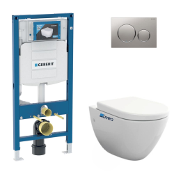 Pack WC Bâti-support UP320 + WC sans bride Bello + Abattant softclose + Plaque Sigma20 Chrome (GebBello-P)