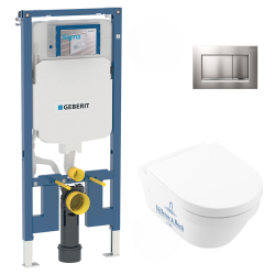 Pack WC Bâti-support UP720 extra-plat + WC Architectura sans bride + Abattant softclose + Plaque chrome (SLIM-Architectura2-L)