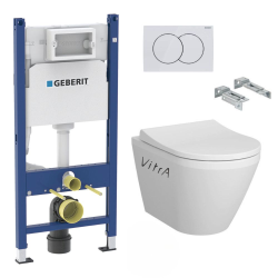 Pack Bâti-support Duofix 112cm + WC sans bride Integra + Abattant softclose + Plaque blanche (IntegraRimlessGeb3)