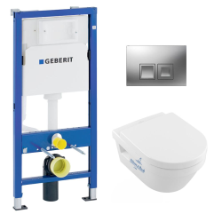Geberit Bati-support Geberit UP100 + plaque Delta50 + cuvette Villeroy & Boch Architectura sans bride + abattant softclose (ArchiRimless