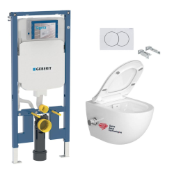 Pack WC Bâti-support Viconnect + WC suspendu Normus + Abattant frein de chute + Plaque chrome mat (ViConnectNormus-3)