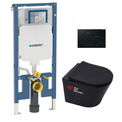 Geberit Pack WC bati-support Geberit + WC  Swiss Aqua Technologies sans bride + abattant softclose + plaque (SLIMBLINFIASP)
