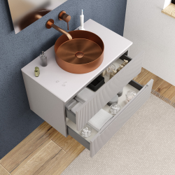  Ceramia 80cm, meuble de salle de bain assemblé, certifié FSC, gris perle (CERAMIA-5LG80)