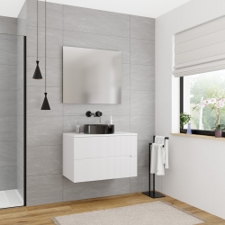 Ceramia 80cm, meuble de salle de bain assemblé, certifié FSC, blanc cassé (CERAMIA-5OW80)