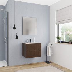 Ceramia 60 cm, Nouveau meuble de salle de bain assemblé, certifié FSC, couleur chêne (CERAMIA-5DW60)