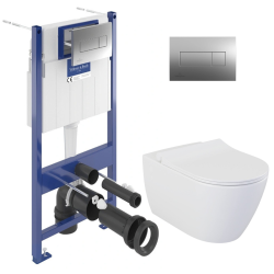 Pack WC bâti Villeroy & Boch + WC sans bride abattant Softclose Livea + plaque (VCNBELLO2SPCH)