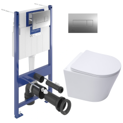 ViConnect Pro S Pack WC bâti-support Villeroy & Boch + WC sans bride Swiss Aqua Technologies + abattant + plaque (VCNINFI2CHDE)