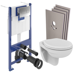 Pack WC bâti-support Villeroy & Boch + WC suspendu Porcher + abattant Ideal Standard + habillage + plaque (VCNPORCHER2SBCH)